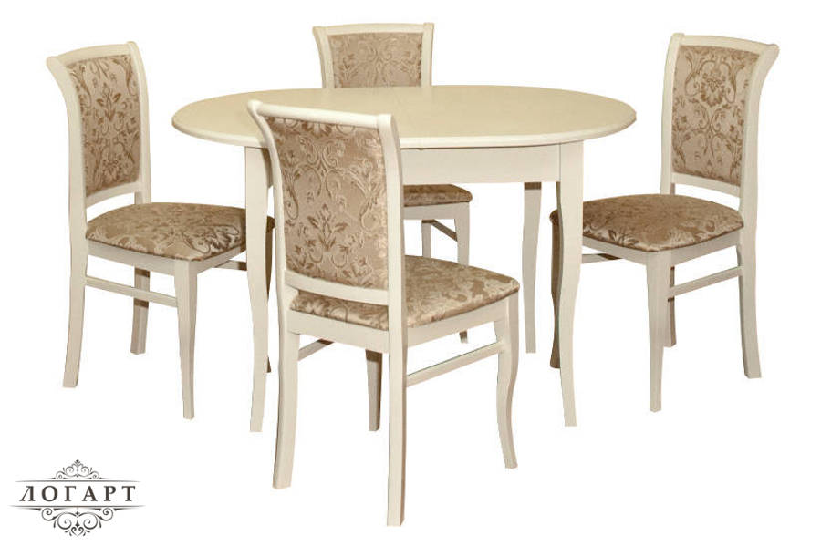 Обеденная группа Стол Лемур (эмаль белая) + стулья М 15