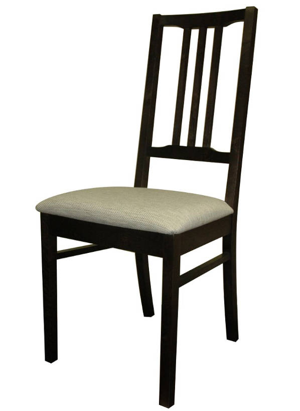 Деревянный стул из массива дерева М19, цвет лак венге, ткань № 51 рогожка, размеры 440х1000х440 мм.