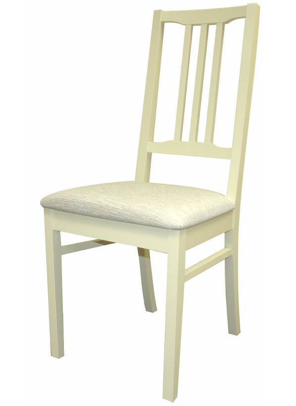 Деревянный стул из массива дерева М19, цвет эмаль слоновая кость, ткань № 51 рогожка, размеры 440х1000х440 мм.