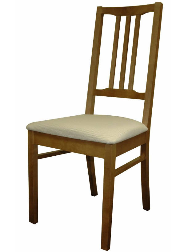 Деревянный стул из массива дерева М19, цвет лак дуб, ткань № 51 рогожка, размеры 440х1000х440 мм.