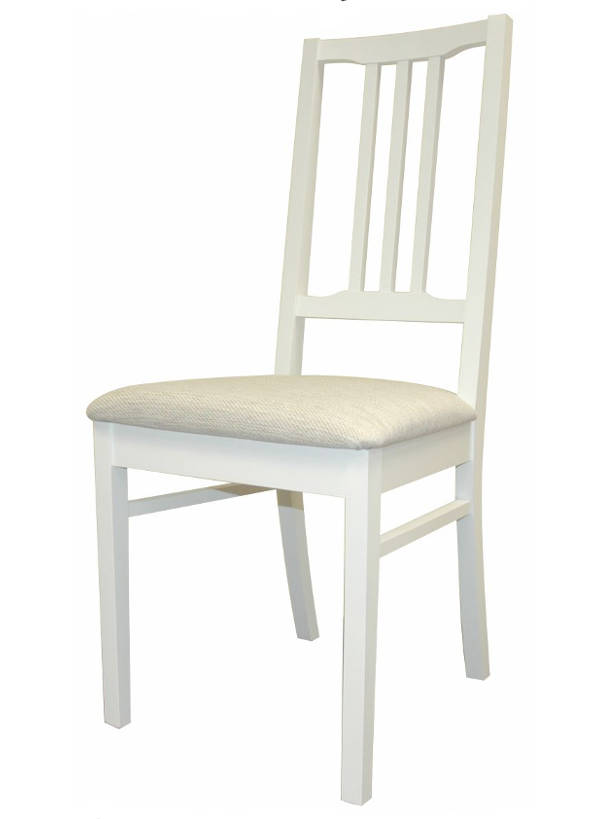 Деревянный стул из массива дерева М19, цвет эмаль белая, ткань № 51 рогожка, размеры 440х1000х440 мм.