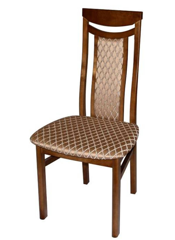 Деревянный стул из массива дерева М77, цвет лак дуб, ткань № 28 жаккард, размеры 470х1050х470 мм.