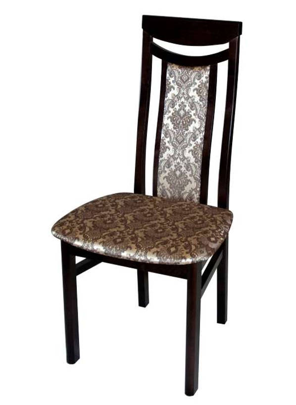 Деревянный стул из массива дерева М77, цвет лак венге, ткань № 32 жаккард, размеры 470х1050х470 мм.