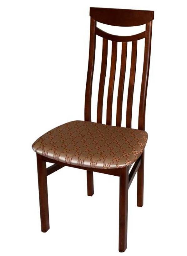 Деревянный стул из массива дерева М88, цвет лак коньяк, ткань № 20 жаккард, размеры 470х1050х470 мм.