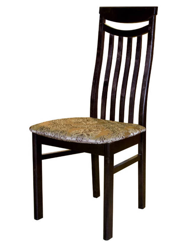 Деревянный стул из массива дерева М88, цвет лак венге, ткань № 41 жаккард, размеры 470х1050х470 мм.