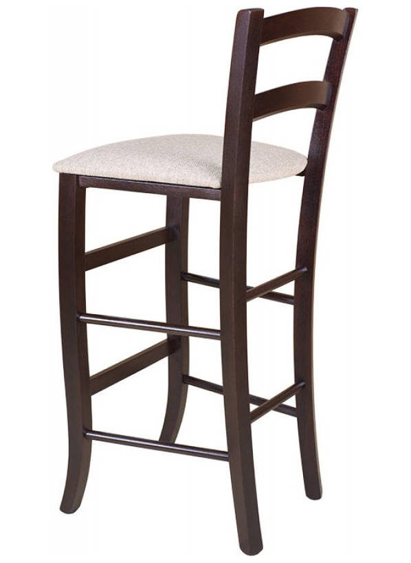 Деревянный стул из массива бука ДОББИ, цвет лак коньяк, ткань № 5502 рогожка, размеры 400х1020х450 мм.