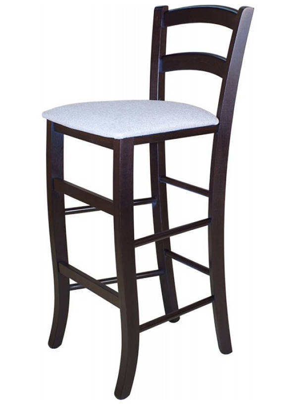 Деревянный стул из массива бука ДОББИ, цвет лак венге, ткань № 5502 рогожка, размеры 400х1020х450 мм.