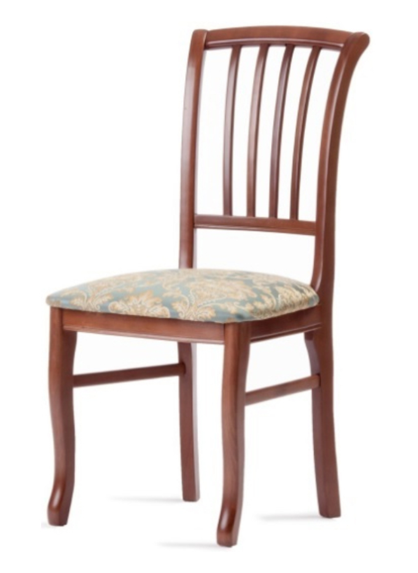 Деревянный стул из массива бука М28, цвет лак дуб, ткань № 61 жаккард, размеры 450х970х430 мм.