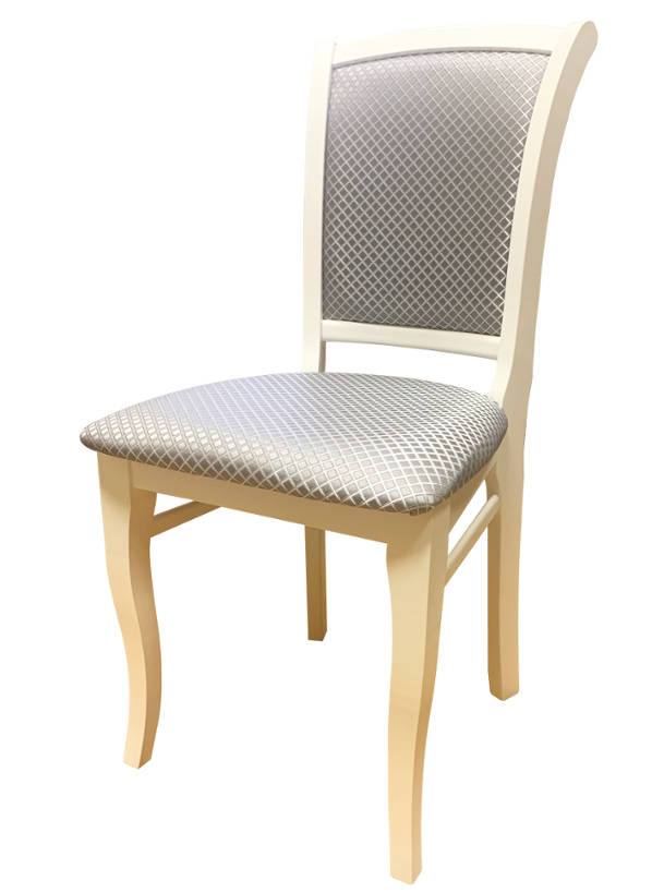 Деревянный стул из массива бука МАРСЕЛЬ, цвет эмаль белая, ткань № 4008 жаккард, размеры 470х940х440 мм.