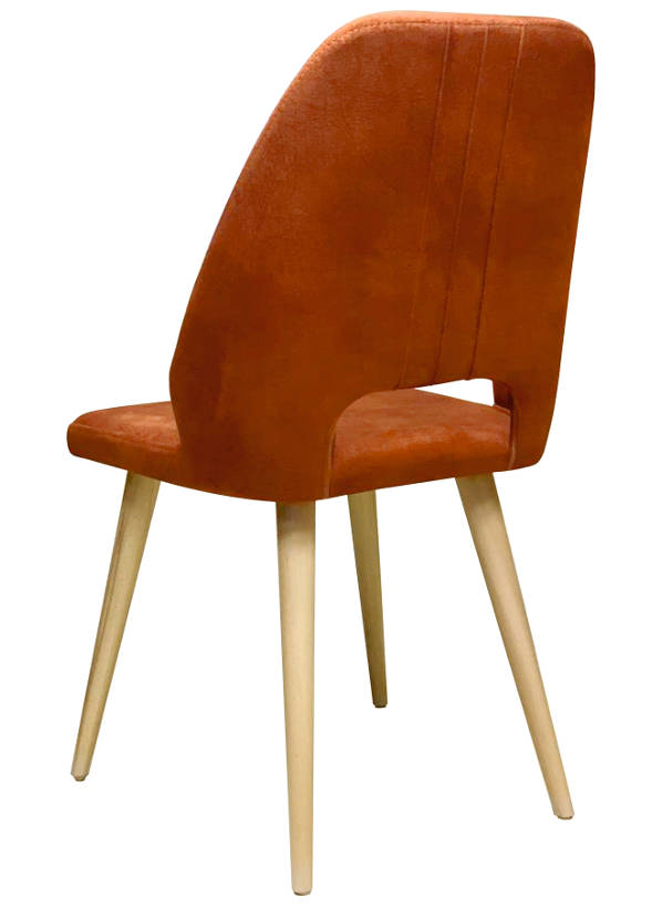 Деревянный стул c мягкой обивкой и точенными ножками из бука ПАНАМА, цвет лак натуральный, ткань № 1006 велюр, размеры 450х890х460 мм.