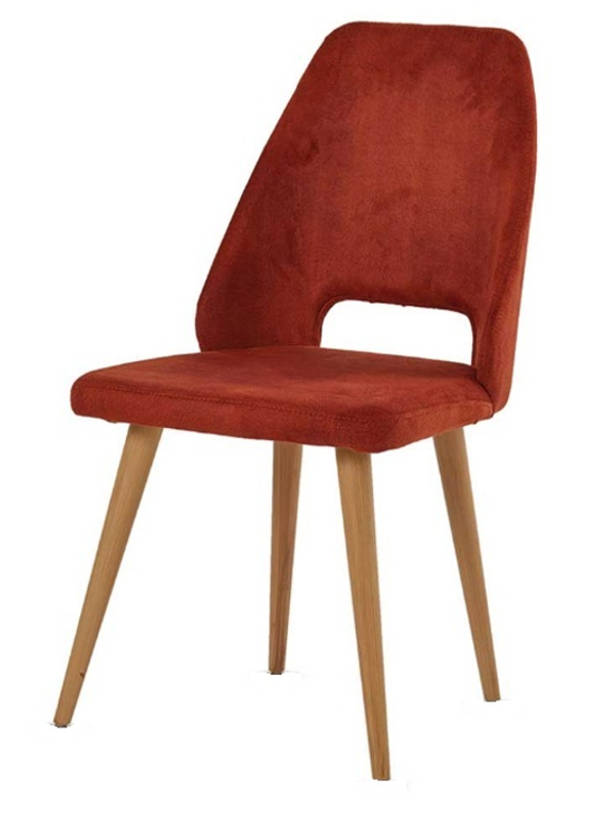 Деревянный стул c мягкой обивкой и точенными ножками из бука ПАНАМА, цвет лак дуб, ткань № 1006 велюр, размеры 450х890х460 мм.