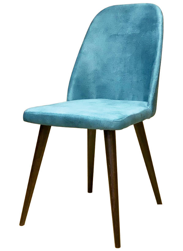 Деревянный стул c мягкой обивкой и точенными ножками из бука ПОРТО, цвет лак венге, ткань № 1013 велюр, размеры 450х890х460 мм.