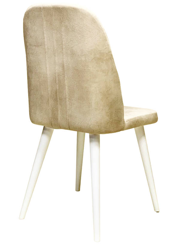 Деревянный стул c мягкой обивкой и точенными ножками из бука ПОРТО, цвет эмаль белая, ткань № 1001 велюр, размеры 450х890х460 мм.