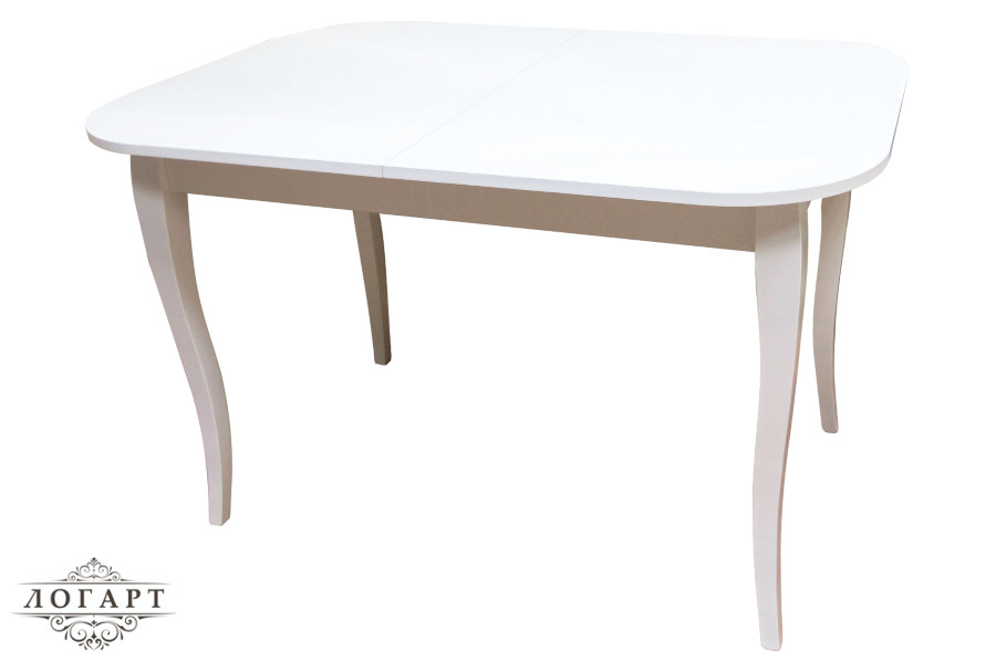 Стол со стекляной столешницей с закругленными углами, размеры 1060(1360)х700х760, артикул "ПОЛОНЕЗ СТ", цвет  белая, производитель "ЛОГАРТ".
