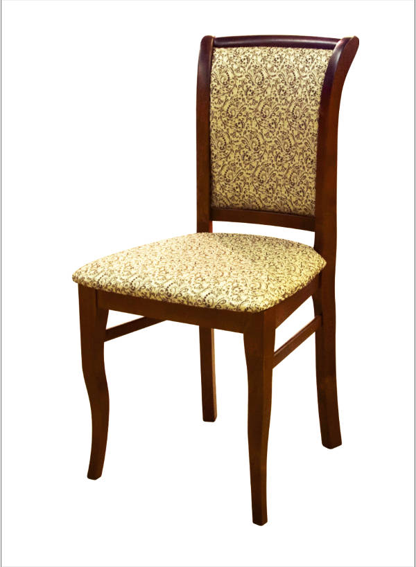 Деревянный стул из массива дерева М15, цвет лак коньяк, ткань № 42 жаккард, размеры 440х900х450 мм.