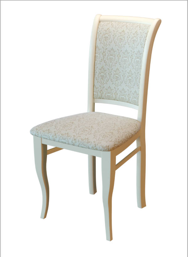 Деревянный стул из массива дерева М15, цвет эмаль слоновая кость, ткань № 40 жаккард, размеры 440х900х450 мм.